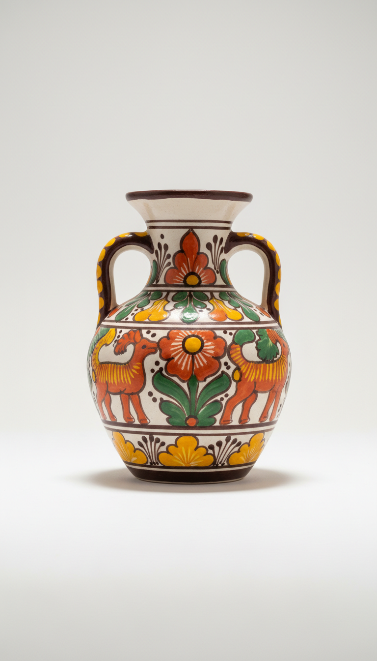 Talavera Vase with Cobalt Detail