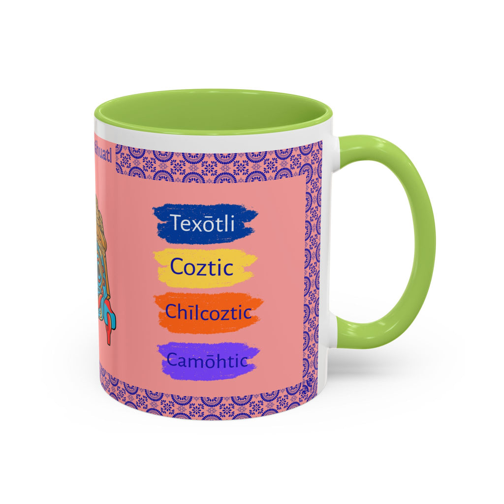 Un Traguito de Náhuatl | Learn Nahuatl Colors Mug | Tlaloc Coffee Mug (11oz)