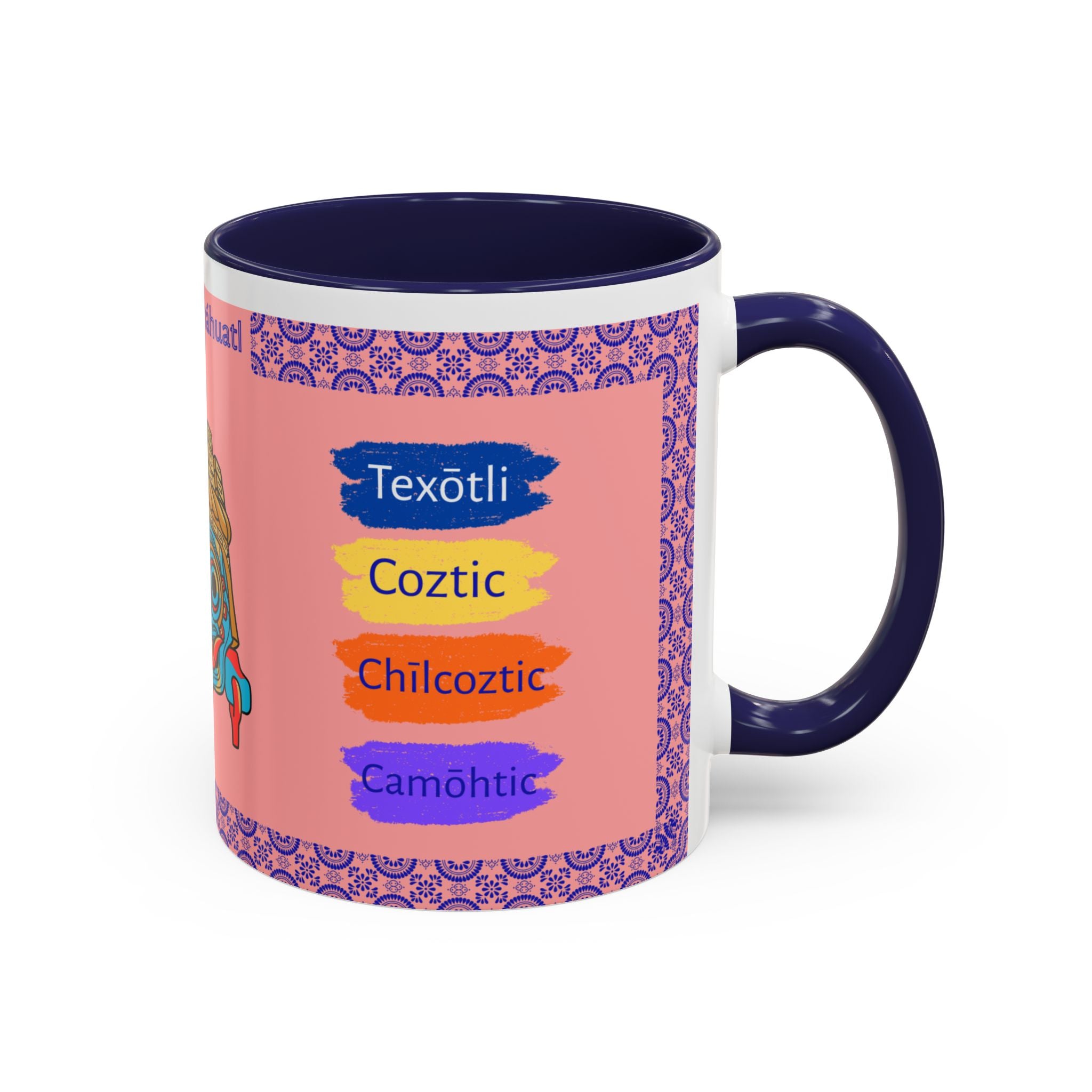 Un Traguito de Náhuatl | Learn Nahuatl Colors Mug | Tlaloc Coffee Mug (11oz)