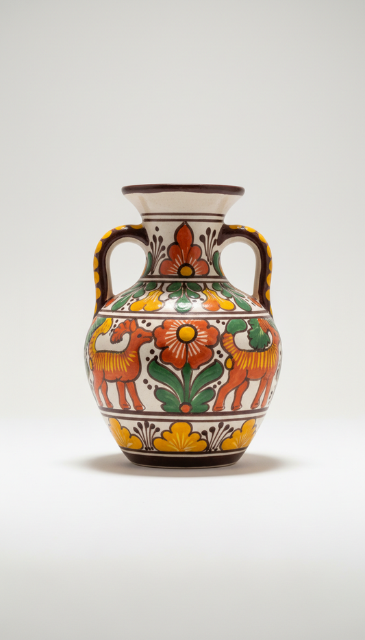 Talavera Vase with Cobalt Detail