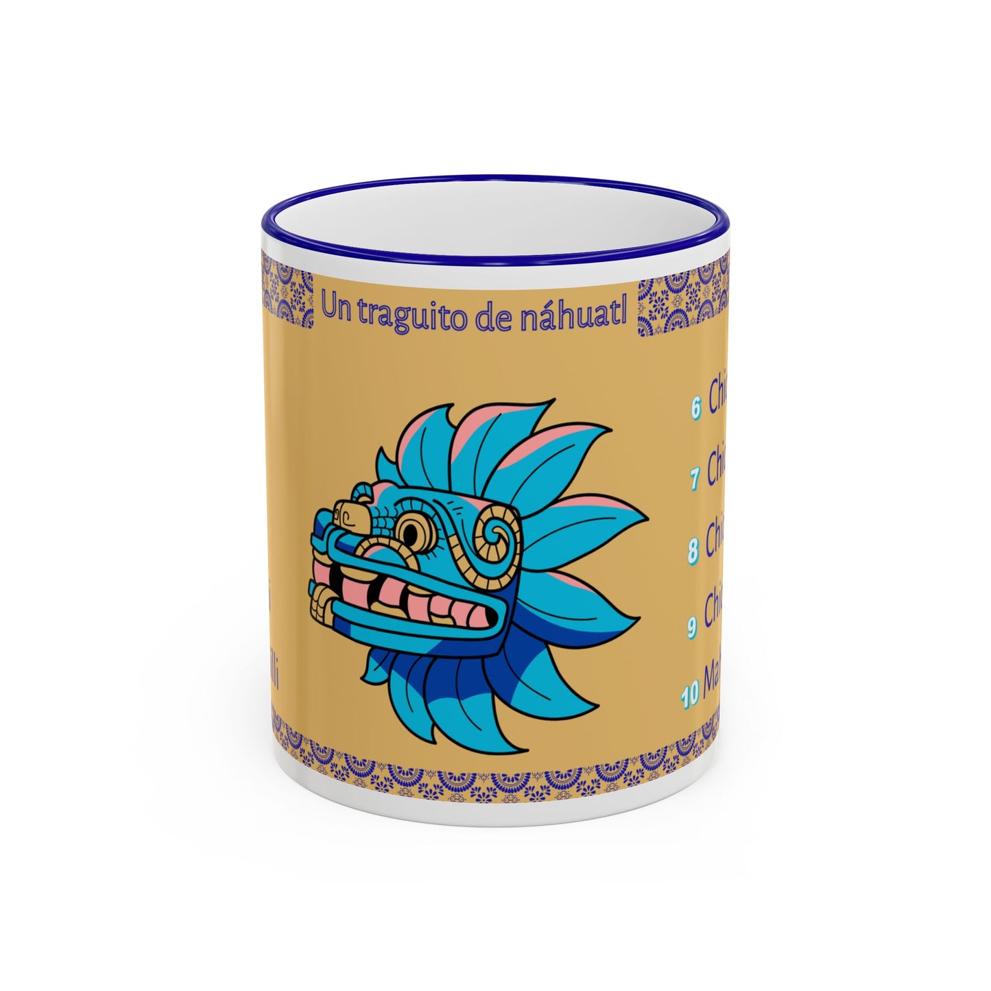 Un Traguito de Náhuatl | Learn Nahuatl Numbers Mug | Quetzalcóatl Coffee Mug (11oz)