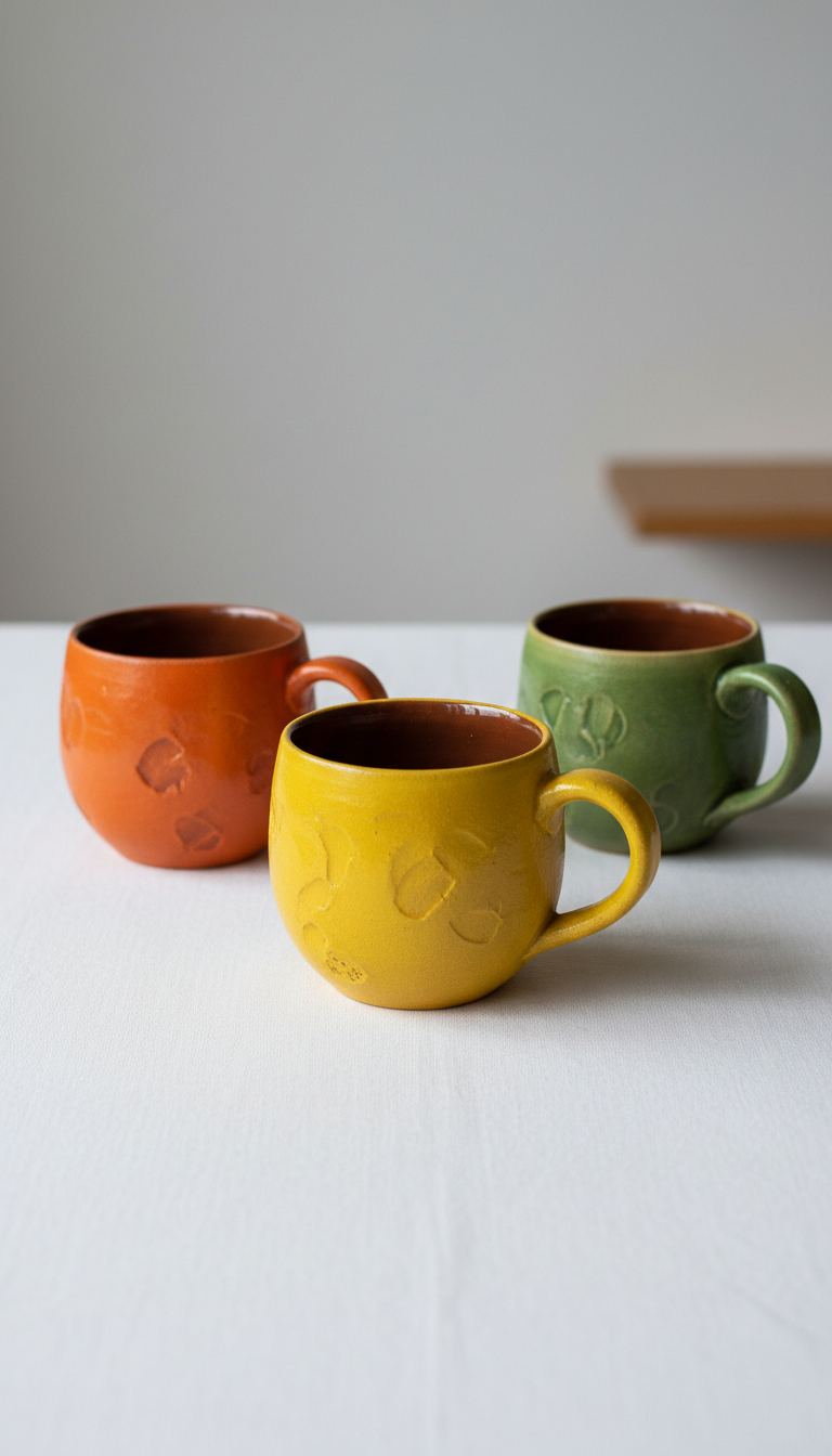 Terracotta Clay Mugs Set of Four